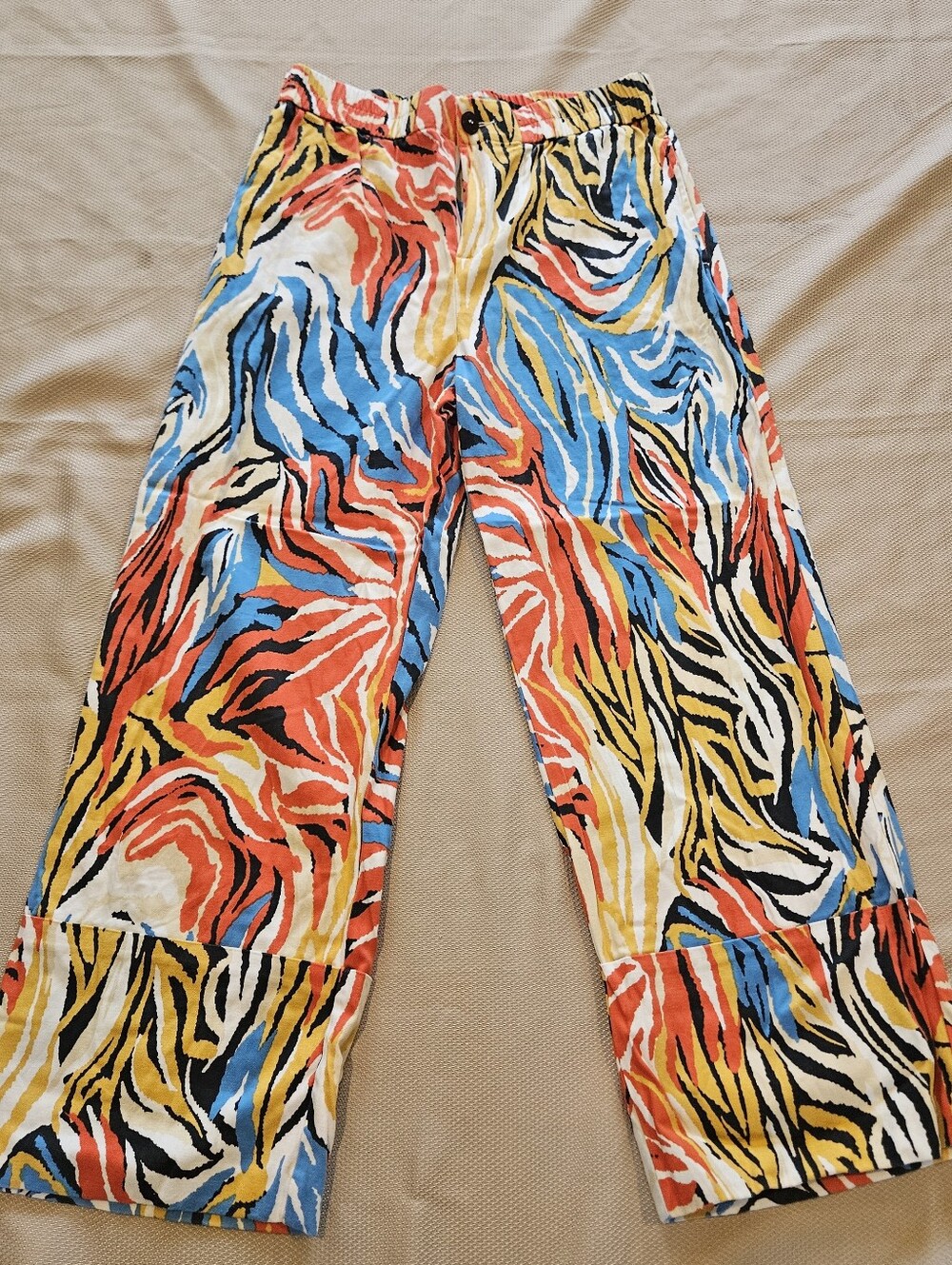 United Colors of Benetton Abstract Zebra Print Wide Leg Pants Womens Medium
